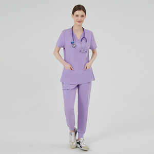 Conjunto de Uniformes Médicos Ecológicos para Mujer, Tallas Grandes, Tejido, Spandex/Poliéster/Rayón TRST21SCT012F+TRST21SCP001F, Marca FUXIN FUYI - Product Image 1