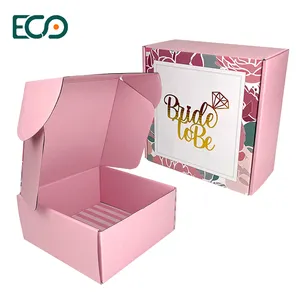 8X8X3 Biểu Tượng Tùy Chỉnh Thiết Kế Hai Mặt Matte Pink Mailer Box Với Vàng Dập Logo In Ấn