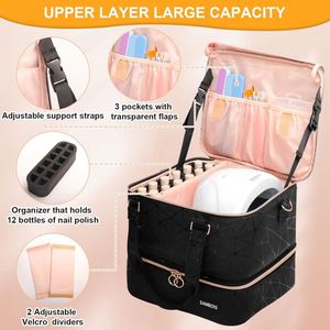 Free Sample Nail Polish Organizer Bag: Nail Polish Storage Organizer Holds 30 <b>Bottles</b> & Nail Lamp - Product Image 4