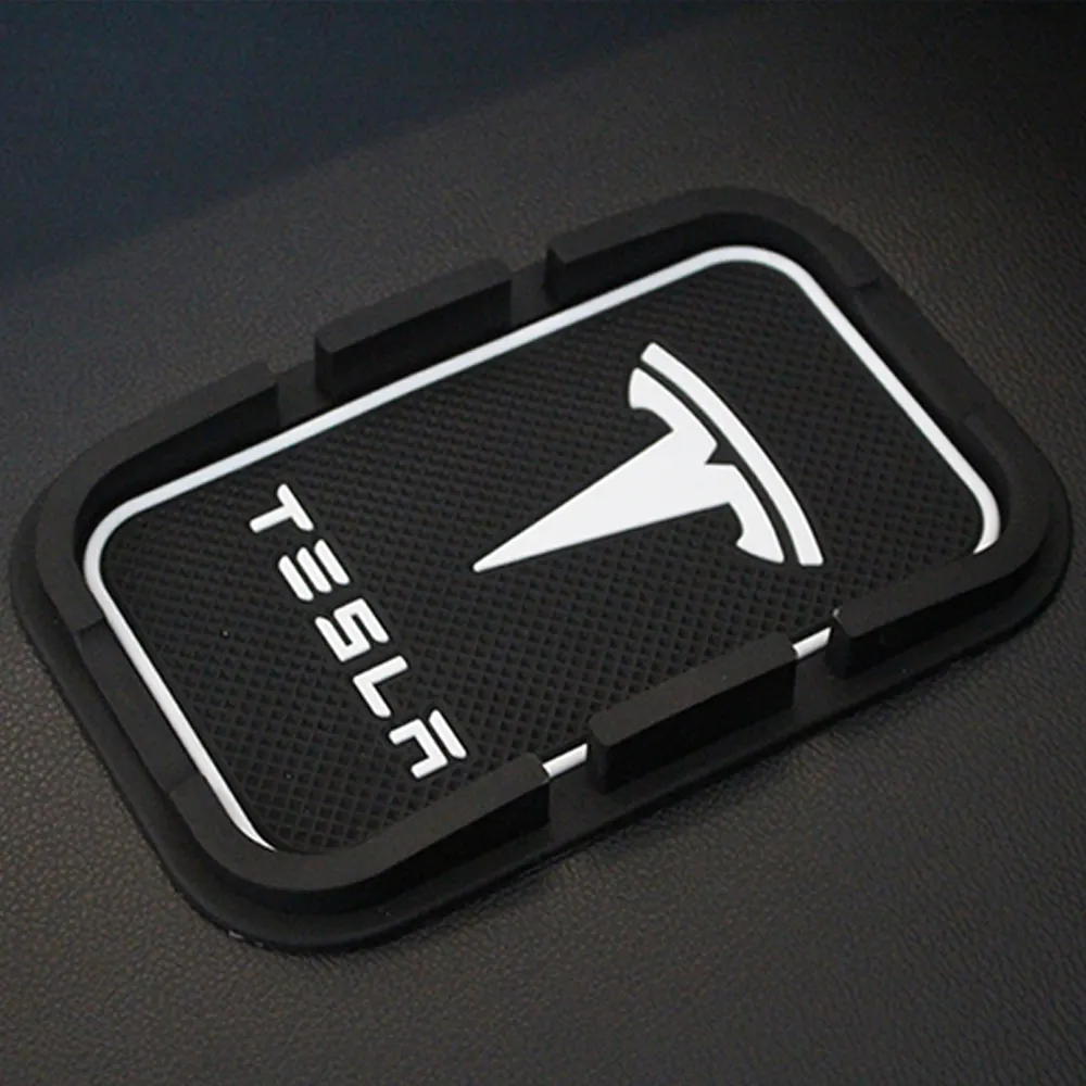Tesla MODEL 3 Telepon Mat Car Anti Slip Mat Lengket Pad Dashboard Anti-Slip Mat Ponsel Kunci GPS Pemegang aksesoris dengan Logo
