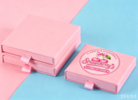 Boîte à donuts rose personnalisée - Laminage brillant mat et emballage de dessert gaufré