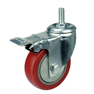 Ruedas de Poliuretano con Eje Roscado para Carritos, 4 Pulgadas, con Tornillos y Tuercas, Proveedor WBD - Product Image 2