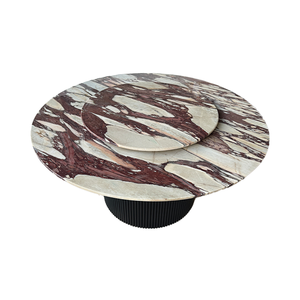 Moderno lujo púrpura vena violeta Calacatta viola mármol mesa de comedor Conjunto grande elegante comedor muebles <span class=keywords><strong>Lazy</strong></span> <span class=keywords><strong>Susan</strong></span> Turn Top - Product Image 1