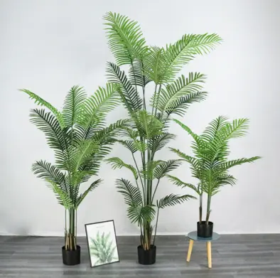 Decorative Phoenix Palm Bonsai Tree Plant Plastic Leaves Artificial Indoor Green Home and Garden Decorative