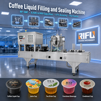 Machine automatique de remplissage et de scellage de gobelets pour café liquide, capsules en plastique, gobelets en aluminium, jus et boissons 5500-6500CPH