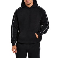 Ensemble de survêtement pour hommes avec passepoil contrastant, sweat à capuche et pantalon, manches raglan, vêtements de sport, vente en gros usine