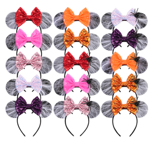 Novedad 2025: Accesorios para el Cabello de Fiesta de Halloween, Diadema con Orejas de Ratón, Lazo de Lentejuelas con Telaraña de Araña de Dibujos Animados para Niños - Product Image 4