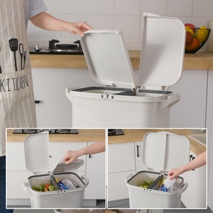 Contenedor de Basura Móvil de Doble Capa y Gran Capacidad con Tapa, Estilo Nórdico, Superficie Cepillada, para Almacenamiento en el Hogar, Uso en Baños de Hoteles - Product Image 4
