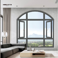 Fenêtre à battant en aluminium courbé avec verre isolant haute performance, certifiée Energy Star, pour villas et hôtels
