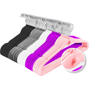 Children's Clothing Hanger Premium Wholesale Velvet Non-Slip 360 Degree Swivel Saving Colorful Design for Wardrobe - Product Image 1