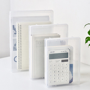 Desktop Stationery Storage <b>Box</b> Transparent <b>A4</b> <b>Document</b> Organizer With Lid For Office Supplies And School Use - Product Image 4