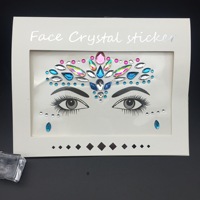 Autocollants en cristal pour le visage, bijoux autocollants en strass pour le corps, vente en gros directe d'usine chinoise
