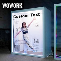WOWORK Vente en gros Miroir de fête à LED RVB 360 Cabine de photographie cubique avec kaléidoscope Cadre de panneau pour fête de mariage