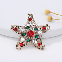 Hadiah Natal Bros Bunga dari Paduan Logam Desain Berlubang Berhiaskan Rhinestone Berwarna-warni Berlapis Emas Wanita Berkualitas Tinggi untuk Pertunangan Pernikahan.