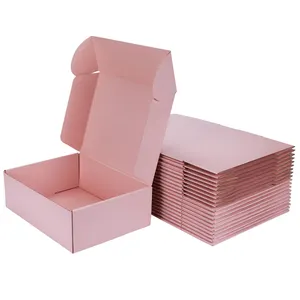 Vente en gros d'emballage ondulé biodégradable brun rose boîte de papier cadeau d'expédition boîtes en carton avec logo personnalisé pour l'emballage