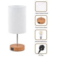 Lampe de table de chevet à intensité variable avec chargeur sans fil LED moderne et simple Lampe de table minimaliste pour étude chambre salon chevet en bois tissu