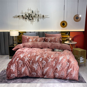 Ensemble de housse de <span class=keywords><strong>couette</strong></span> en velours corail de velours grec de haute qualité commerce extérieur transfrontalier imprimé à la maison hiver chaud couvre-lit taie d'oreiller t - Product Image 1