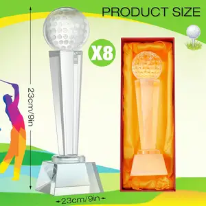 Customized Creative Golf Crystal Glass Trophy Souvenir Crystal Crafts Wholesale Crystal Sports Trophy