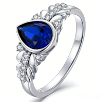 Bague de fiançailles QX Fine Jewelry en argent 925, moissanite bleue personnalisée taille brillant, sertie pavé, plaquée or 18 carats, bagues de luxe délicates