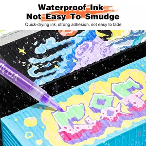 Spidol lukis akrilik seni kustom OEM pena 12 24 28 36 48 warna tahan air cat akrilik permanen untuk menggambar grafiti