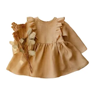 Сатиновые Промытые однотонные платья из 100% хлопка для девочек от 6 до 9 месяцев, вечернее платье для маленьких девочек