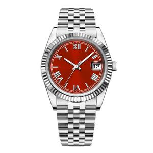 Reloj Mecánico con Esfera Turquesa, Reloj de Pulsera de Acero Inoxidable, Bisel Acanalado, Visualización de Fecha, Logotipo Personalizado para Hombre - Product Image 4
