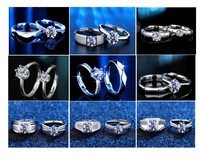 Bague Moissanite de haute qualité S925 en argent Sterling Six griffes classique Moissanite cadeau de mariage Couple ensemble de bagues pour homme et femme