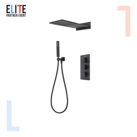 Ensemble de Douche Pluie Moderne Noir en Laiton pour Salle de Bain