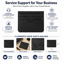 Dompet Kartu Tipis Kulit Hitam Premium untuk Pria, Cocok untuk Bawaan Kantor, Dilengkapi Slot Jempol Melengkung dan Penyimpanan Multi Kartu