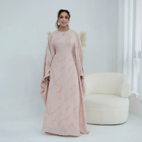 abaya impression numérique couleur fond pur en tissu acétate forme papillon grande taille femmes musulmanes à manches longues