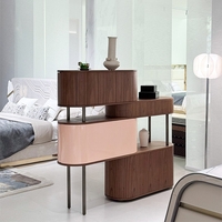 Meuble de rangement en bois pour salon et salle à manger, avec portes courbées, armoire d'entrée irrégulière avec cadre métallique