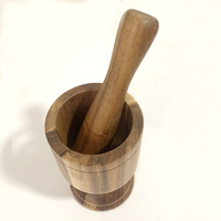 Mortier et pilon en bois pour ail poivre herbe broyeur d'épices broyeur en bois bol naturel cuisson assaisonnement meulage
