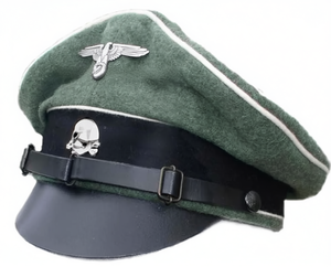 Gorra de Visera Verde SS Alemana de la Segunda Guerra Mundial, Edición Limitada, Fabricada en Fábrica, con Correa de Cuero e Insignia de Metal - Product Image 1