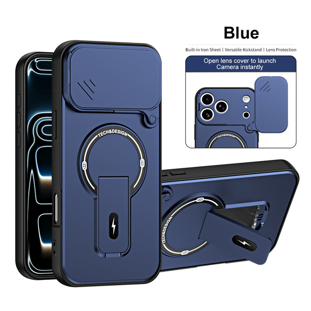 Stable Kickstand Magnetic Phone Cover Sliding Lens Privacy Guard Scratch-Proof Car Magnetic Bracket for OnePlus 15/15R/Nord 6/13