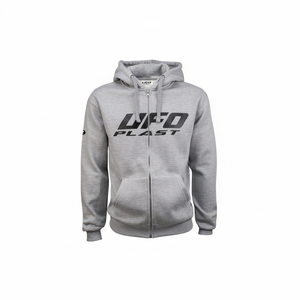 Felpa con cappuccio lavata con acido con etichetta personalizzata con cerniera e Design stampato a schermo con motivo solido Anti-strizzacervelli - Product Image 1