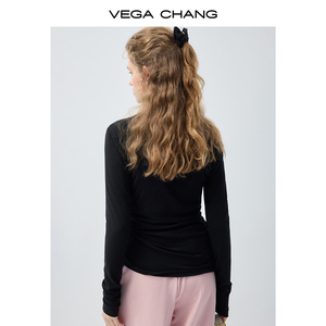 VEGA CHANG 2026 Nuova Collezione Primavera T-Shirt <span class=keywords><strong>Nera</strong></span> Asimmetrica con Spalla Scoperta, Vestibilità Comoda per Lavoro e Casual, Abbigliamento Donna - Product Image 6