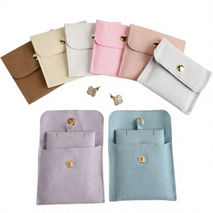 Pochette Bouton Personnalisée Jinsky avec Logo, pour Bagues, Colliers et Bijoux, Sacs en Microfibre à Fermeture Rapide, Emballage de Bijoux avec Carte d'Insertion Personnalisée - Product Image 1
