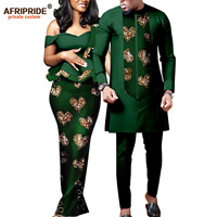 GuyaWax Dashiki Gaun Tanpa Lengan Ramah Lingkungan Katun Cetak Afrika Wanita Pria Pasangan Serasi Pesta Pernikahan Kaftan Kemeja Celana