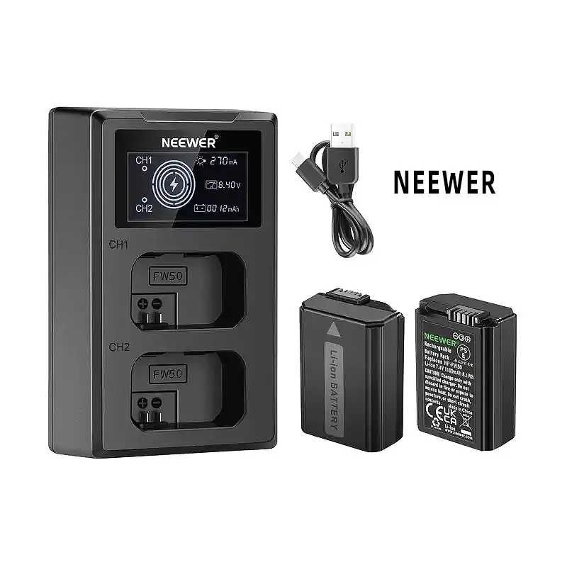NEEWER NP-FW50 LCD doppio caricatore e batteria batteria batteria fotocamera