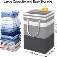 Panier à linge pliable en tissu rayé avec poignée extensible pour le rangement de linge sale, couettes, jouets, pour dortoir et usage familial