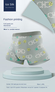 Sous-vêtements en tricot de soie glacée pour hommes, caleçon d'été imprimé à la mode, respirant, sans couture, logo personnalisé, vente en gros de caleçons pour hommes - Product Image 6