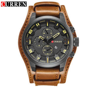 Montre pour homme en alliage 8225, style décontracté et luxueux, bracelet en cuir, quartz, date automatique, sport, affaires, cadeau, résistance à l'eau 3 BAR - Product Image 1