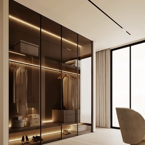 BALOM Modern Style Aluminum Frame Glass <b>Sliding</b> Door Walk in Closet Modular Custom Bedroom Furniture OEM Factory - Product Image 3