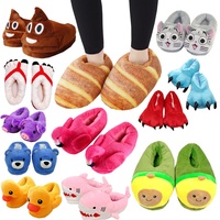 Vente en gros de pantoufles en peluche Chaussures d'hiver personnalisées avec dessin animé Chaussures pour la maison Chaussures en coton avec peluche d'animaux mignons