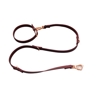 Nuevo conjunto de collar y correa de cuero, collar de PU y correa para perros para uso en exteriores, logotipo en relieve. - Product Image 1
