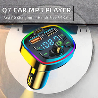 Vente en gros de lecteur MP3 universel pour voiture Q7, émetteur FM mains libres, insertion de carte multifonction, chargeur rapide PD, 12-24V USB Type-C