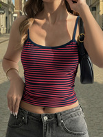 Débardeurs Cami Y2K pour femmes, rayés, à fines bretelles, col en V, crop tops sexy, dos nu, sans manches, coupe ajustée