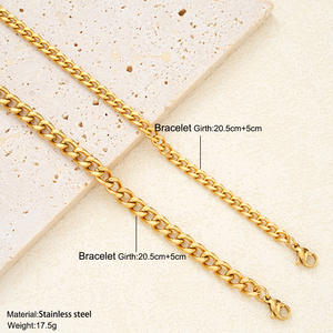 Nuovo bracciale a catena in acciaio inox 2 pz Set Cuba Set bracciale multistrato regolabile da <span class=keywords><strong>uomo</strong></span> e da donna - Product Image 1