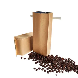 Custom Printed Heat Seal Packaging Flat Bottom Kraft Paper Aluminum Foil Tin Tie Coffee Bags