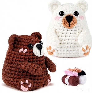 Poupée en laine rose en forme de cochon, faite à la main au crochet, avec carte positive, décorations créatives pour la maison, kit de matériel avec tutoriel en anglais - Product Image 5